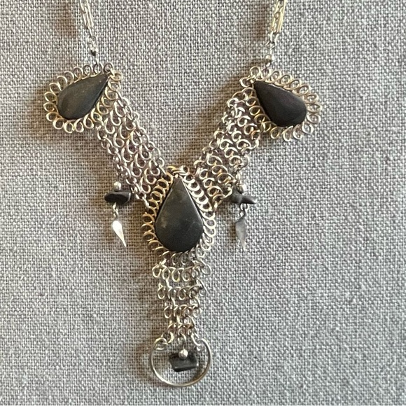 Artisan Peruvian Necklace • Signature Peruvian Wire Work w/ Black Stone - Picture 5 of 6